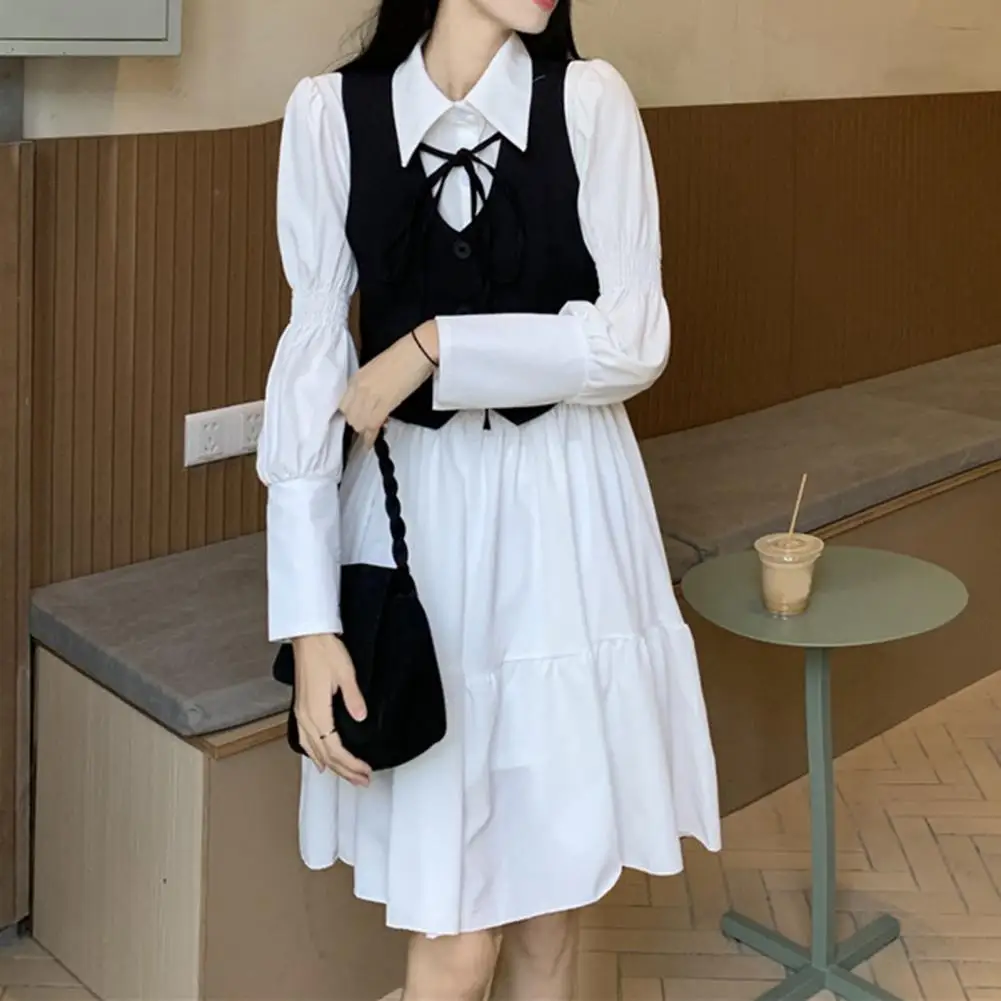 

Винтажное готическое платье в стиле "Лолита", женское черное Бандажное белое мини-платье в стиле Харадзюку, женское платье-рубашка с рюшами ...