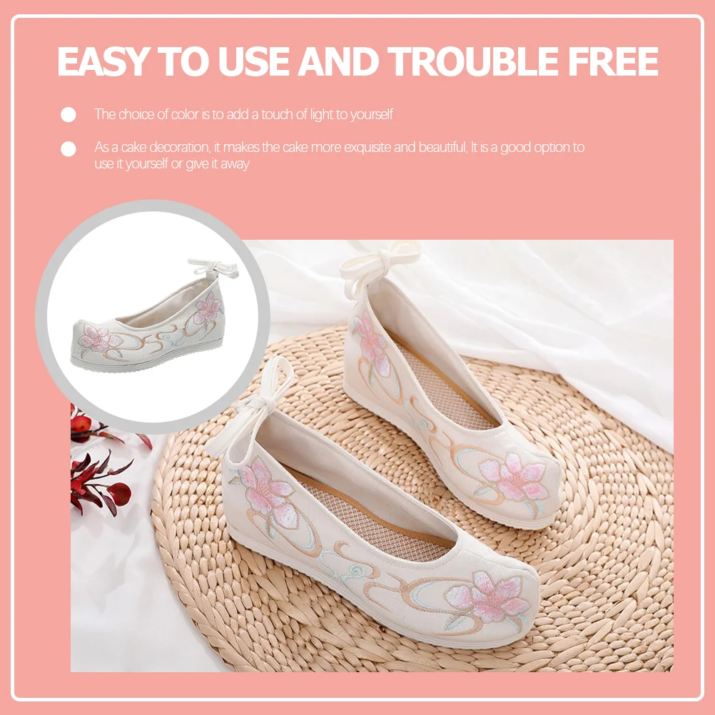 Черные сандалии на платформе с вышивкой туфли из этнической шелковой ткани Hanfu