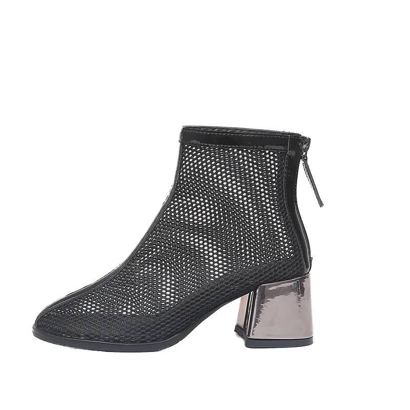 2023 Summer Mesh High Top Sandals Heels Women Boots Breathable Comfortable and Fashion Platform Sandals Party Wedding Shoes