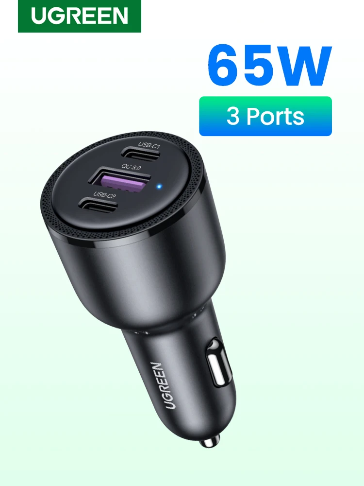 ugreen 69w car charger usb type c dual port pd qc 4 0 3 0 fast charging for laptop car phone charger for iphone 13 12 samsung free global shipping