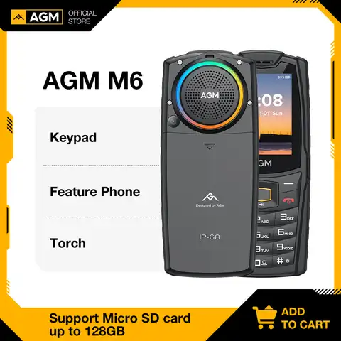 AGM M6 4G разблокированный телефон IP68 кнопочный телефон с клавиатурой телефон 2500 мАч прочный телефон с двумя SIM-картами функциональный телефон ...