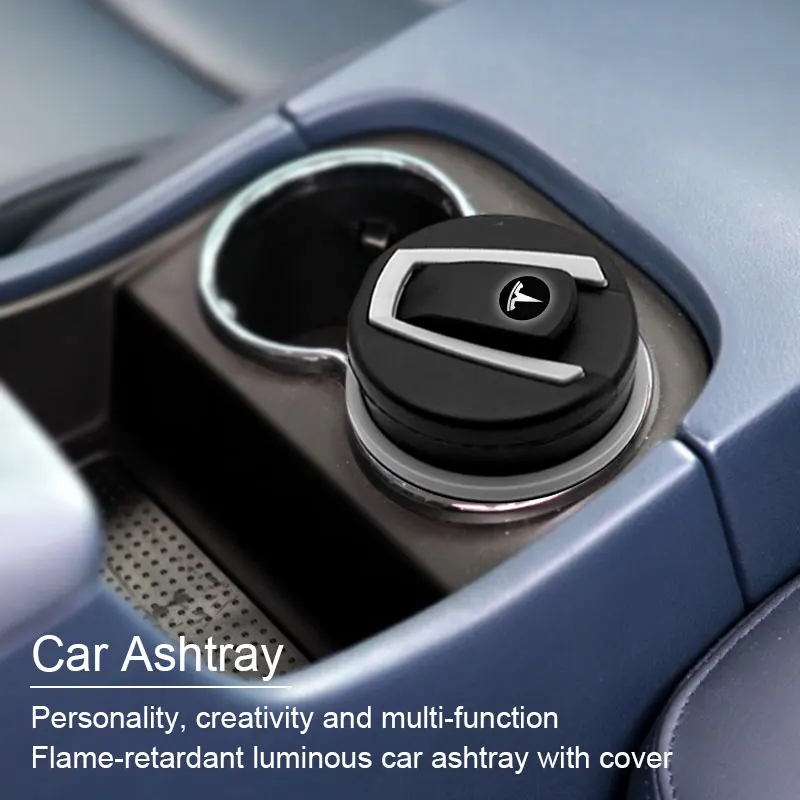 

Car LED Ashtray Storage Cup Container Cigar Ash Tray for Tesla Model 3 Model S Model X Model Y Roadster Performance Car Decor