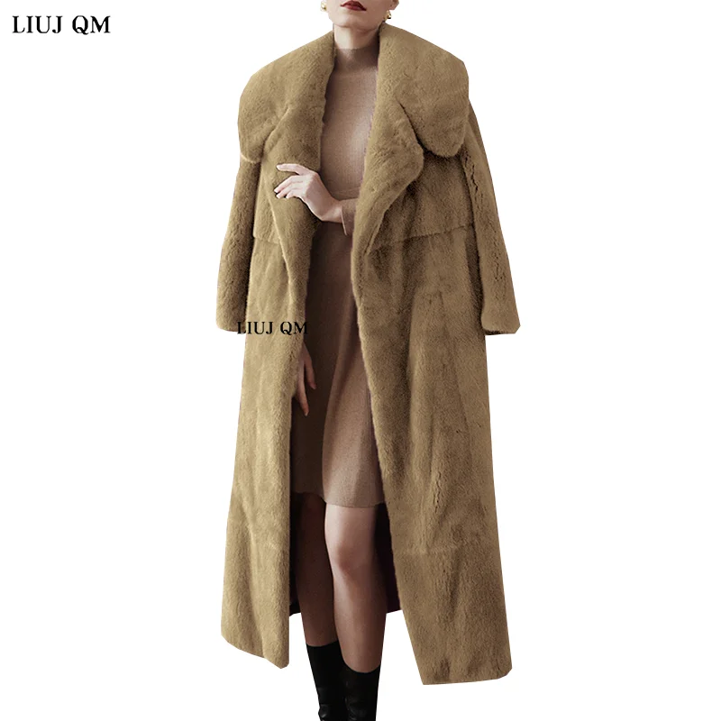 2022 Women Faux Fur Coat Winter Clothes Lapel X-Long Parka Female Warm Thick Loose Overcoat Fluffy Plush Teddy Jacket Oversize
