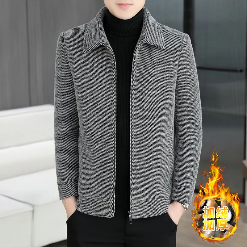 Осенняя повседневная мужская шерстяная куртка короткий корейский плащ 2024 новая
