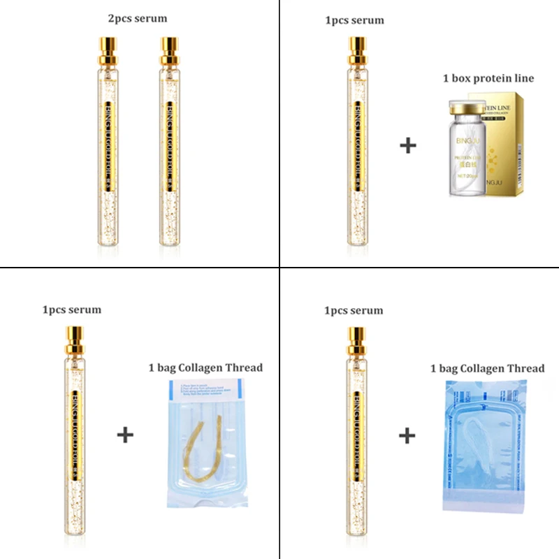 

24K Gold Face Filler Absorbable Collagen Protein Thread Face Lift Plump Silk Fibroin Line Carving Anti Aging Essence Face Serum