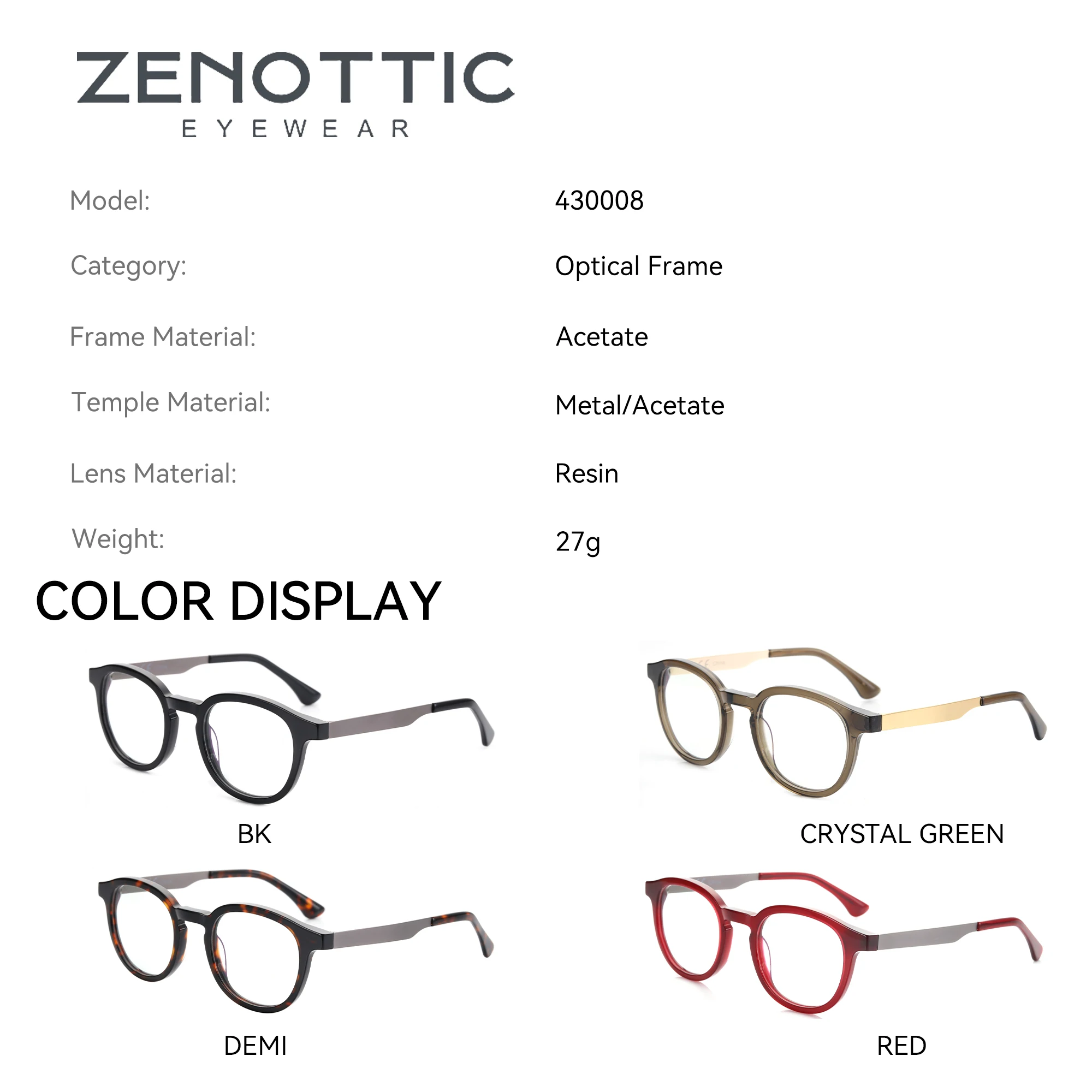 Фото ZENOTTIC 2025 ацетатные очки по рецепту, круглые прогрессивные оптические очки для мужчин и женщин, линзы для близорукости с защитой от синего света №4