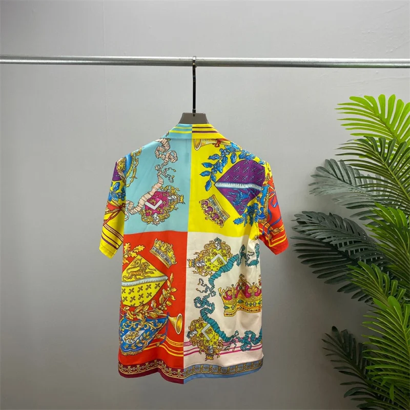 Роскошная брендовая королевская рубашка с золотым принтом Мужская Дизайнерская