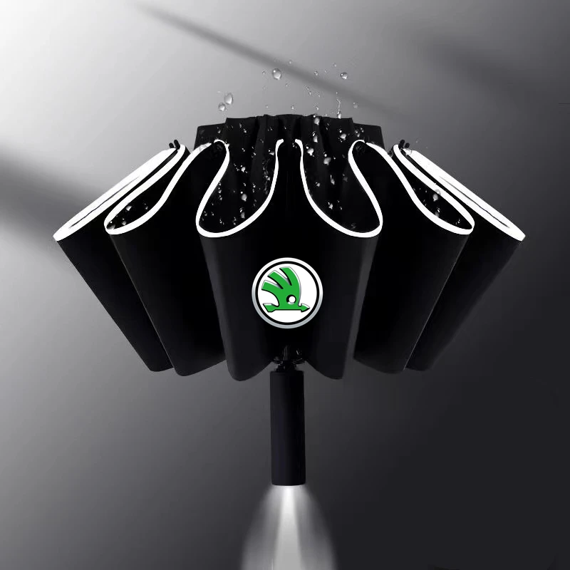 

Автоматический ветрозащитный автомобильный зонт, Светоотражающая полоса со светодиодной подсветкой, зонт заднего хода для Skoda Octavia Kodiaq Fabia ...