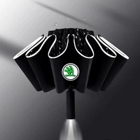 automatic windproof car umbrella reflective stripe with led light reverse umbrella for skoda octavia kodiaq fabia superb