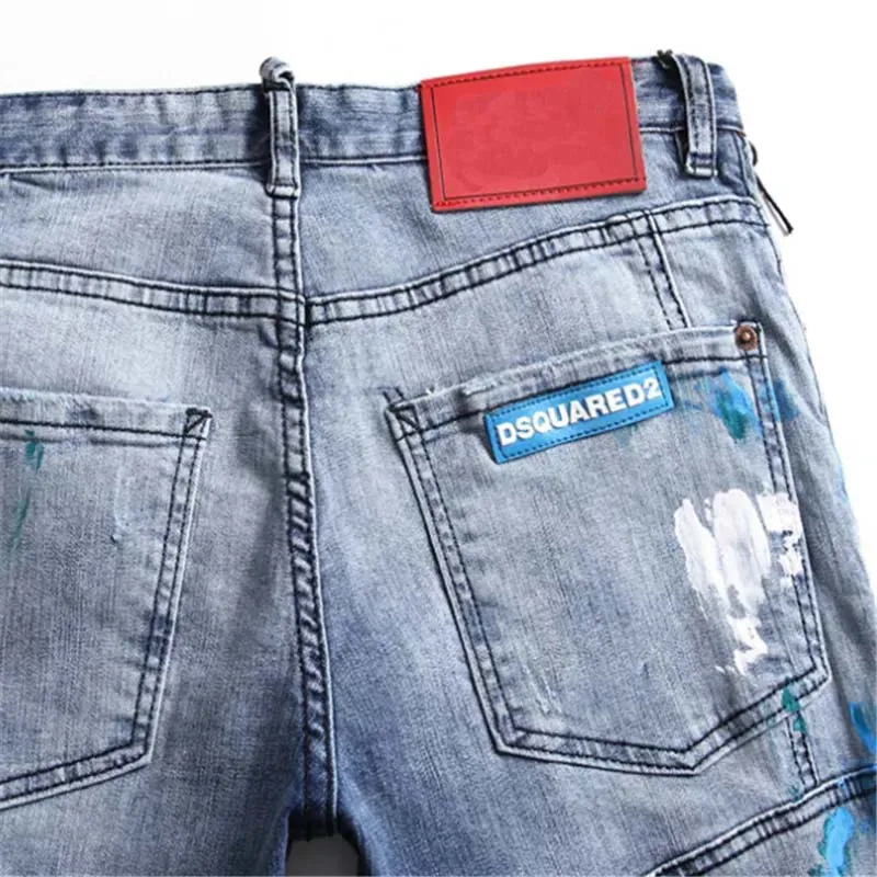 New Designer Dsquared2 Slim Jeans Denim Pants Hip Hop Biker Jeans HOMME Ripped COOLGUY Jeans Men Pants 1089