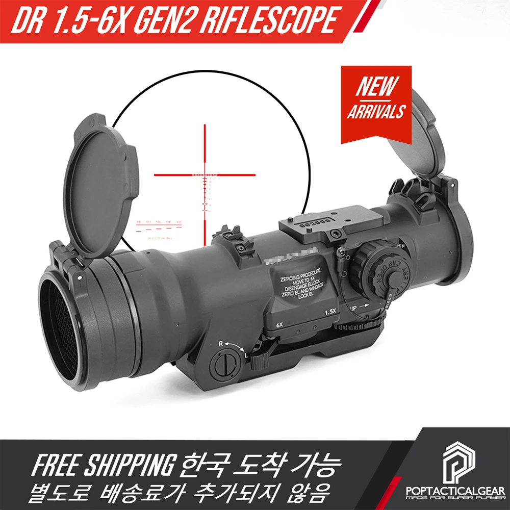 

2022Ver GEN2. DR 1.5-6x Optical Tactical RifleScope Sight CX5456 Reticle 7.62 NATO With Killflash And Lens Cover With QD Mount