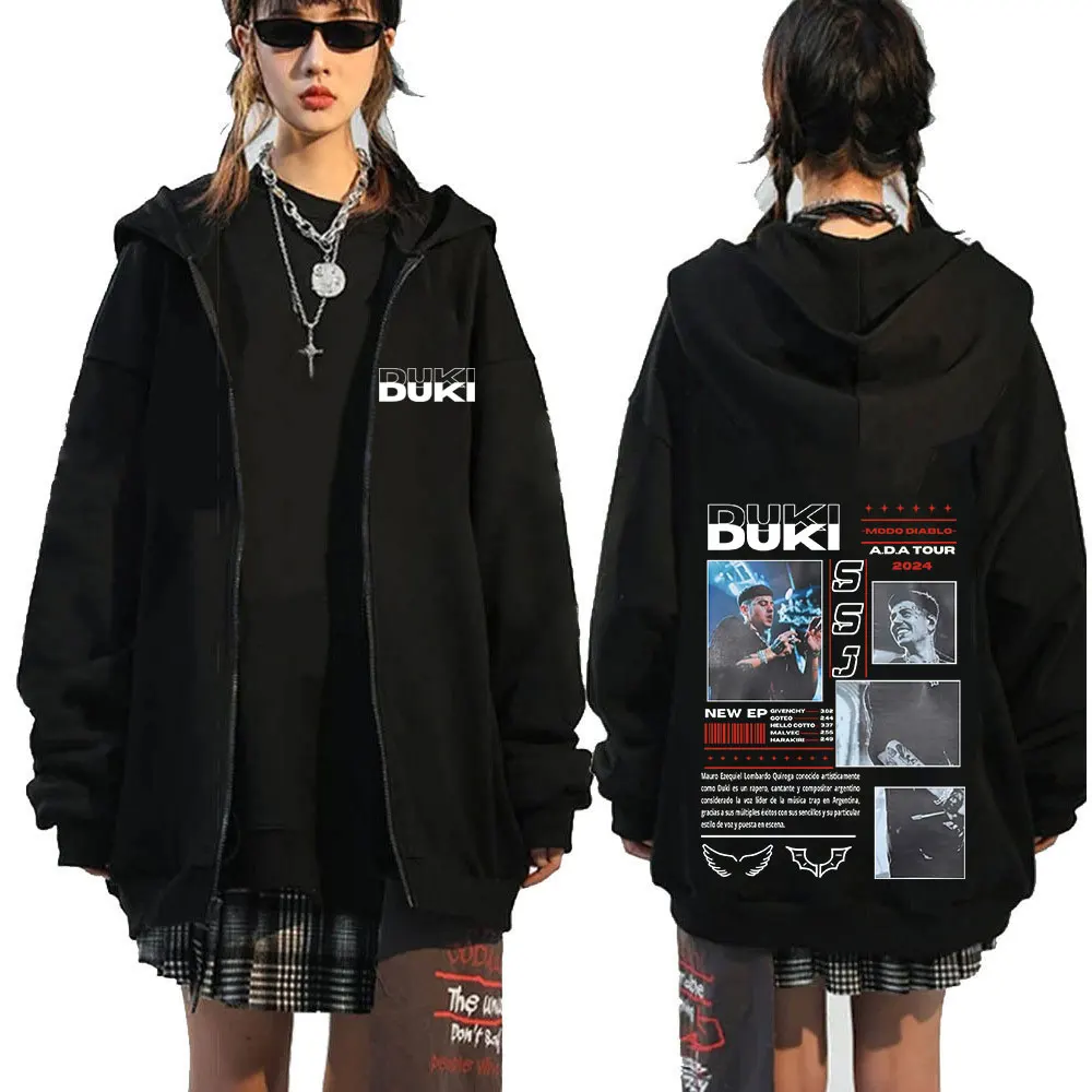 Рэпер Duki ADA Tour 2024 толстовки на молнии мужская и женская одежда модные свободные с