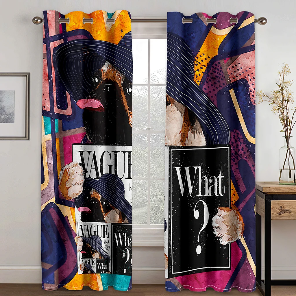 

Fashion Cute Puppy Simple Pattern Curtains Can Be Hooked, Suitable for Family Curtains In The Living Room and Children's Bedroom