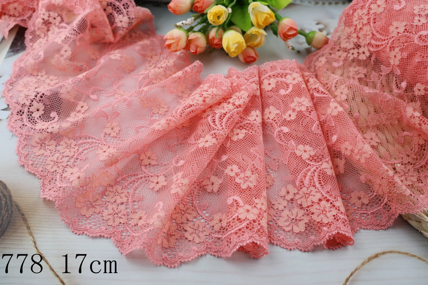 

Wholesale lot 6.5"*1yard delicate Elastic/Spandex Soft Flower Floral lace trim Craft 778