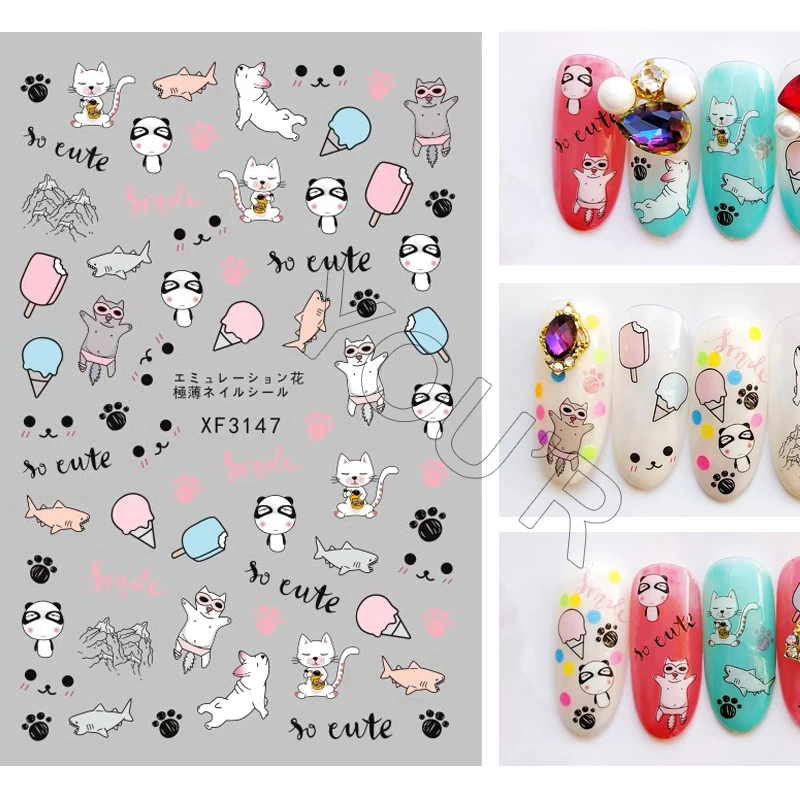 Наклейка для ногтей Lucky Bear украшение наклейка Стикеры дизайн маникюра милые