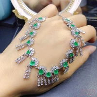 classic natural emerald necklace royal style world famous gem good quality low price 925 silver