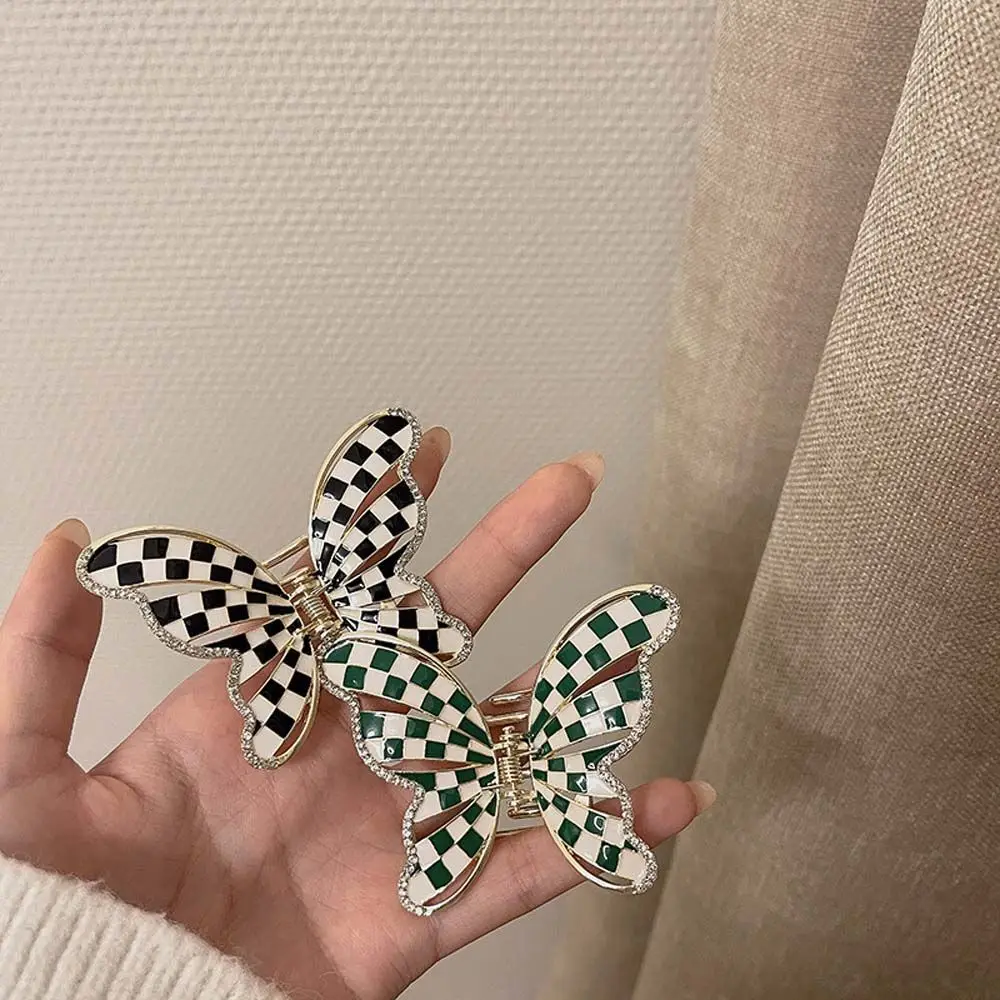 

Headwear Checkerboard Hairgrip Butterfly Women Hair Claws Korean Ponytail Holder Shark Clip Geometric Grabs Clip
