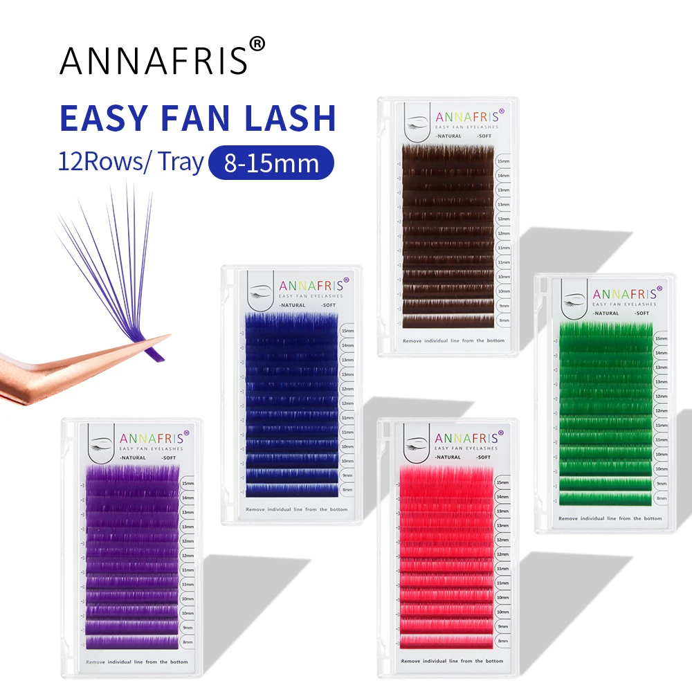 Ed Easy Fan Volume Eyelash Extension Pink/green/brown/blue/purple Auto Blooming Faux Mink Graft Cilios For Makeup