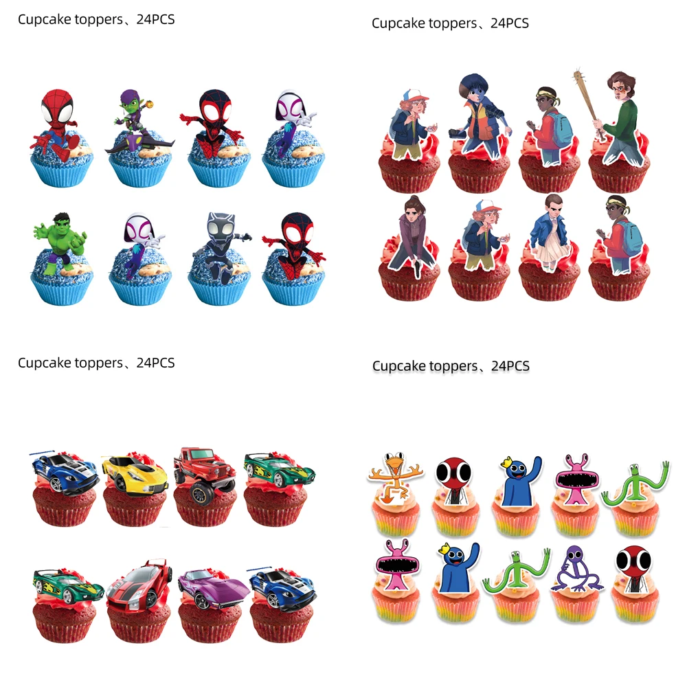 

24 тарелки / сумка Дисней день рождения кубок торт лапша незнакомый торт украшение Новогодняя вечеринка паук десерт