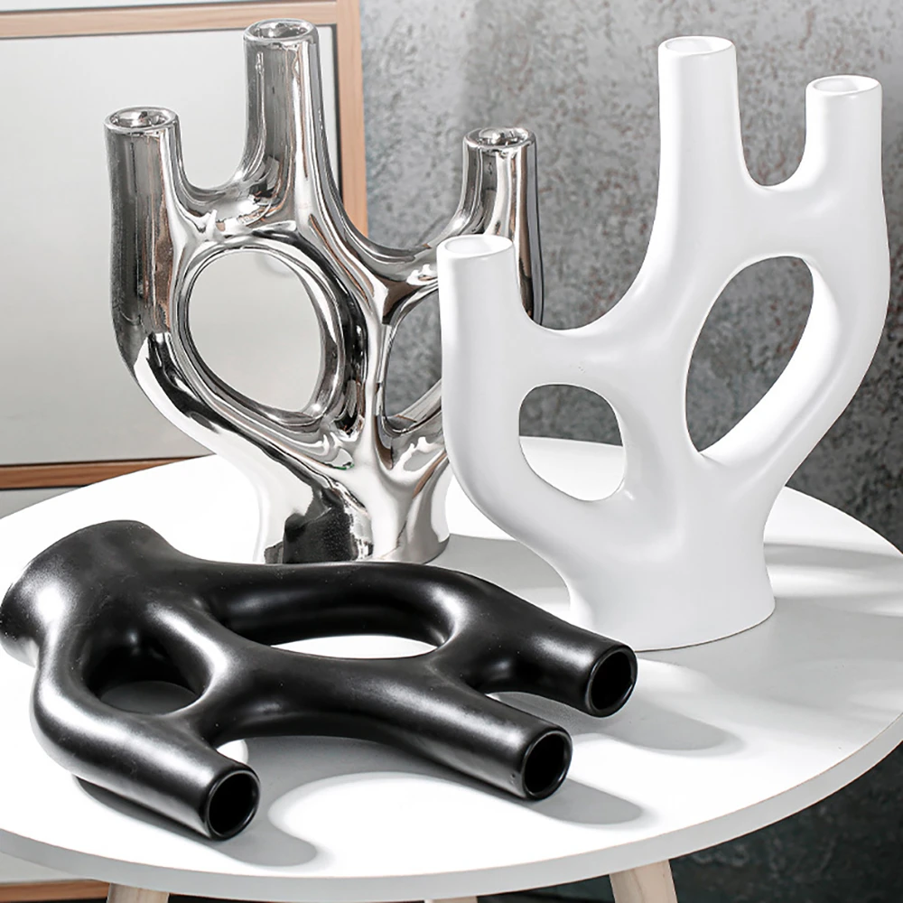 

Необычная креативная ваза, керамические украшения для гостиной, спальни и офиса, Современный домашний декор, контейнер для цветочной компо...