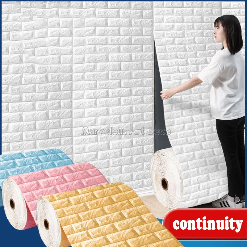 

3D Foam Brick Wall Stickers Self Adhesive Waterproof Living Room Home Wallpaper Wall Decal Home Decoration Wallcoverings 70cmx1m