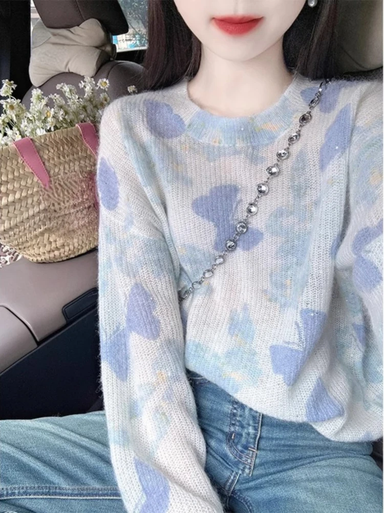 Французские милые тонкие свитера с круглым вырезом и длинными рукавами