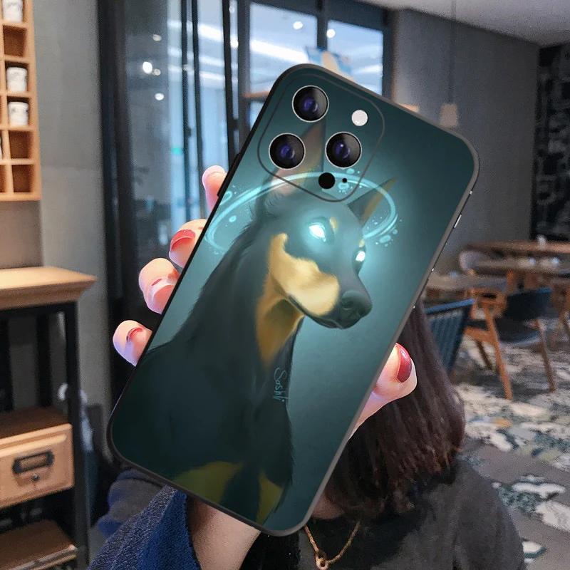 Черный чехол Doberman с изображением животных собаки для iPhone 11 12 13 Pro Max X XS XR 7 8 Plus 6S 13Mini