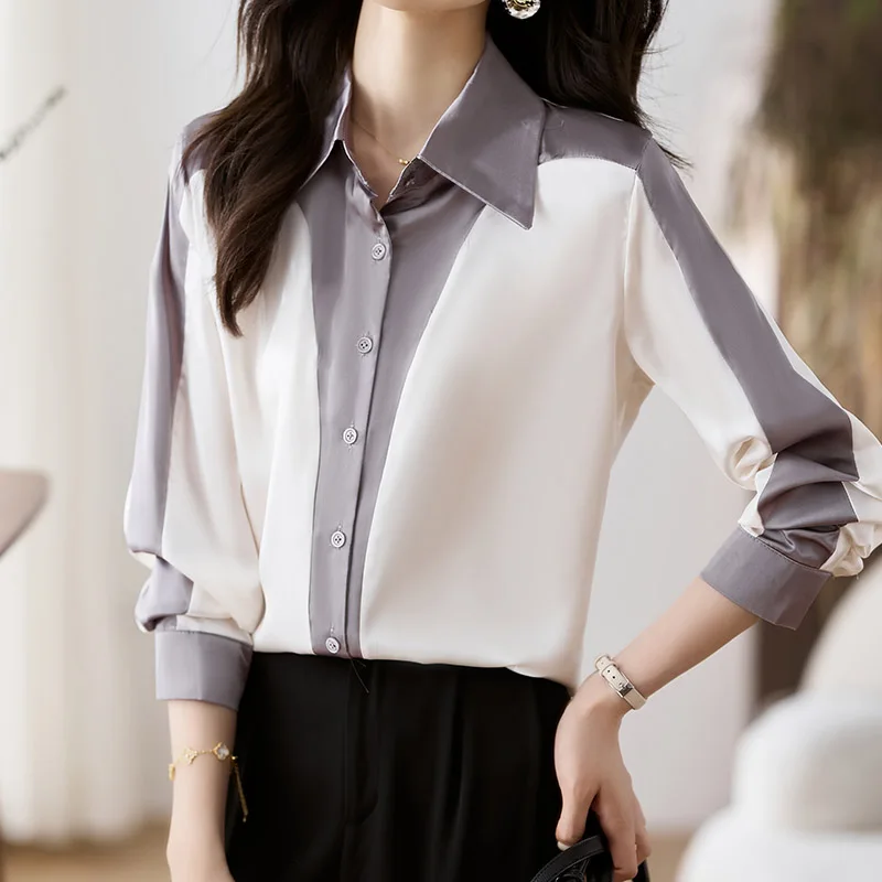 Женская одежда весенние топы новые шифоновые рубашки в стиле пэчворк с длинным