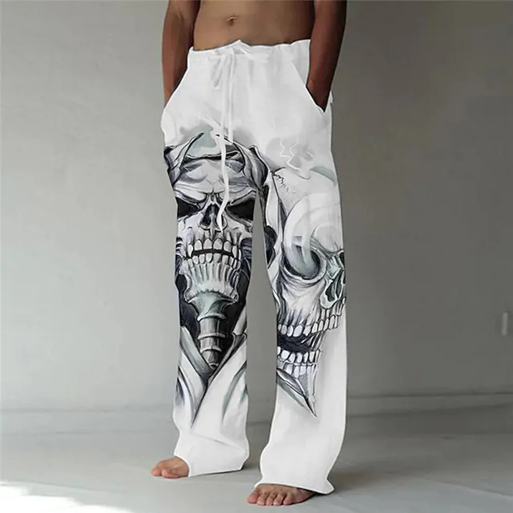 

Men's Fasion Strait Trousers 3D Print Elastic Drawstrin Desin Front Pocket Pants Skull rapic Prints Skeleton Comfort Soft