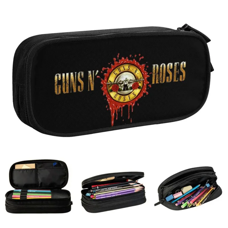 

Пеналы Guns N Rose из тяжелого металла, Классический держатель для музыкальных ручек в стиле стимпанк, детский вместительный Подарочный пенал для студентов и школ