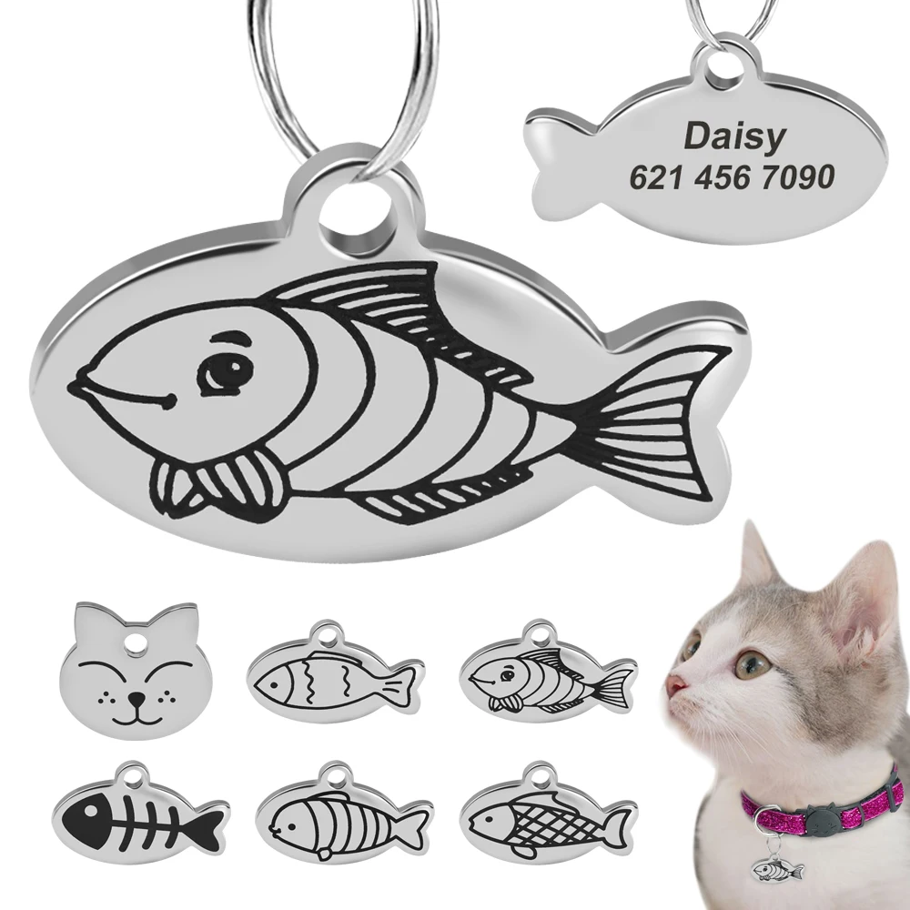 

Personalized Cat Kitten ID Tag Custom Anti-lost Pendant Metal Keyring Cats Collar Tags Accessories Engraved Pet Nameplate Tag