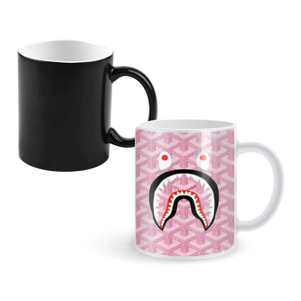 

Creative Change Color Chang Mug Shark Teeth Camo Ceramic Mug Heat Revealing Coffee Cup Breakfast Cup Mug Friends Gift