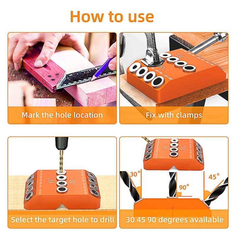 Направляющая для дрели 30/45/90 градусов 4 размера