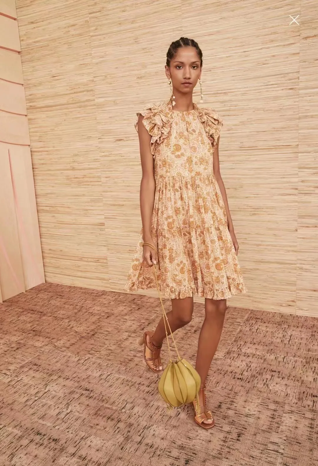

Spring and Summer 2022 New Casual Fashion Classic Trendy Luxury Designer Printed Round Neck Waist Slim Ruffle Dress