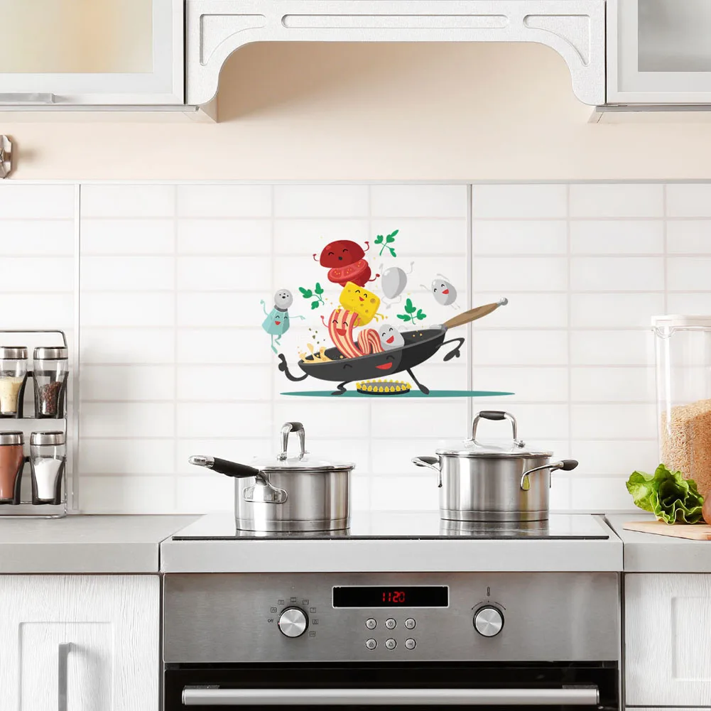 

Cartoon Happy pan kitchen Wall Sticker for Kitchen fridge cupboard decoration art Decals Removable home stickers Mural wallpaper