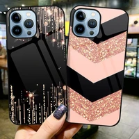 love rose gold style tempered glass case for iphone 13 pro max cover iphone 11 12 mini 12pro xr x xs se 2020 7 8 6 6s plus funda