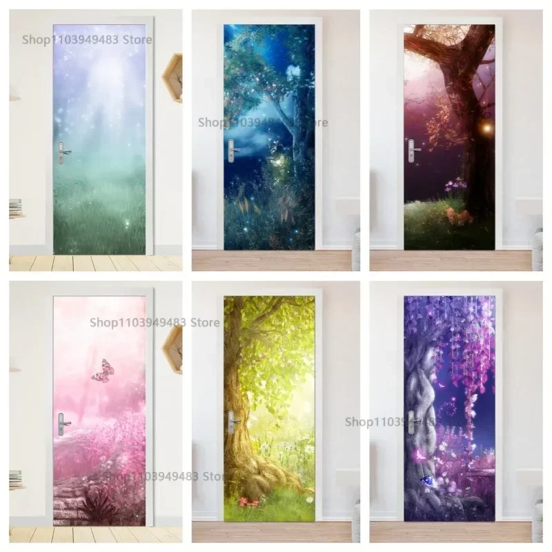 Fantasy Collection Door Mural Self-adhesive Waterproof Wallpaper for Full Cover Decals Home Cabinets Decoration Stickers