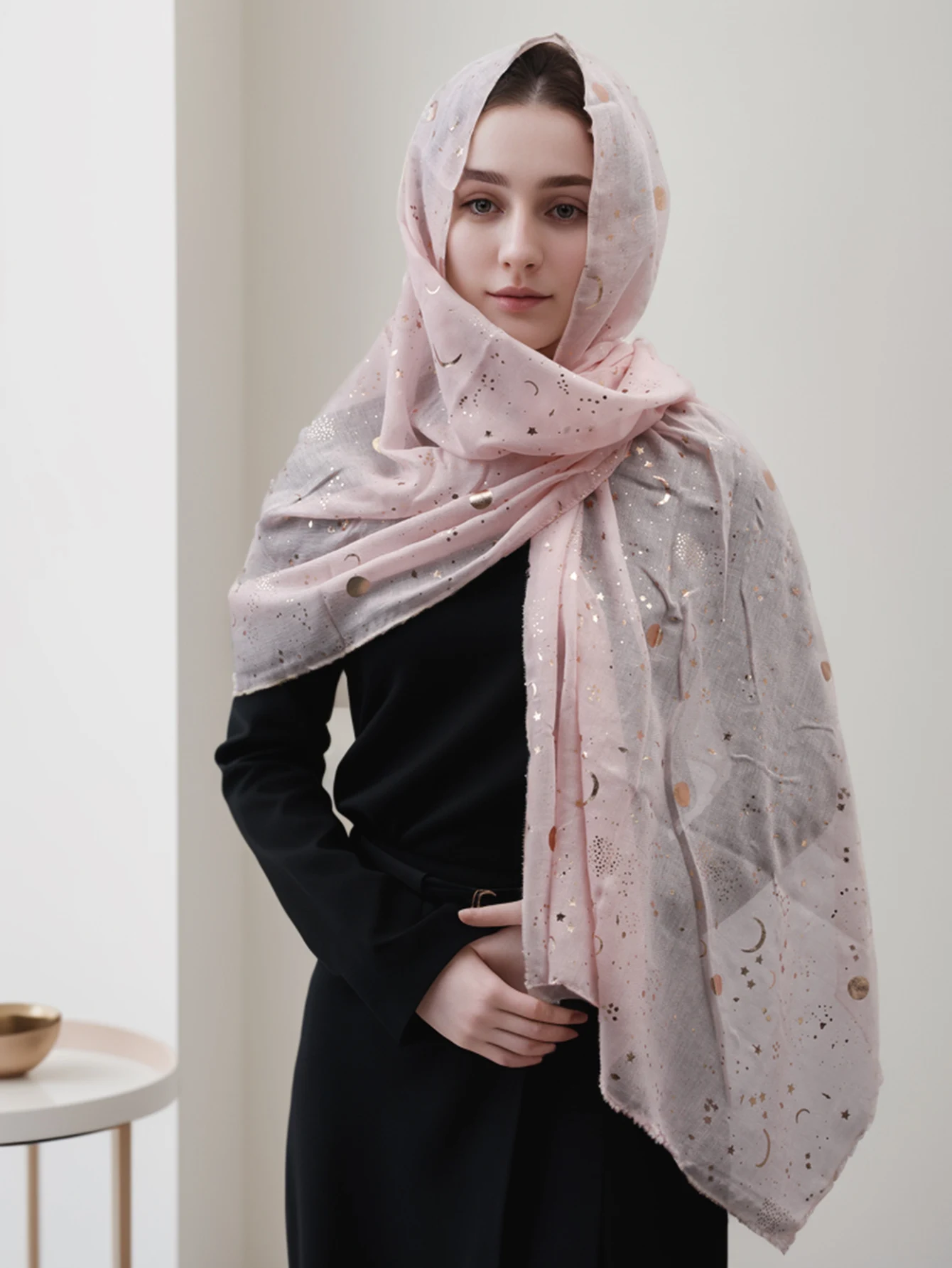 Шифоновый платок с принтом звезды и луны для женщин. Модный аксессуар волос