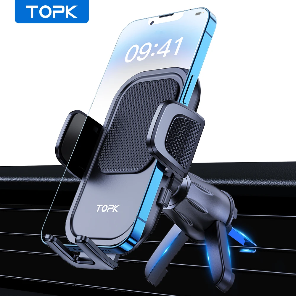 TOPK Car Phone Holder Air Vent Mount Cell Phone Holder Car Mount Compatible with iPhone 15 14 13 Pro Max Plus All Phones
