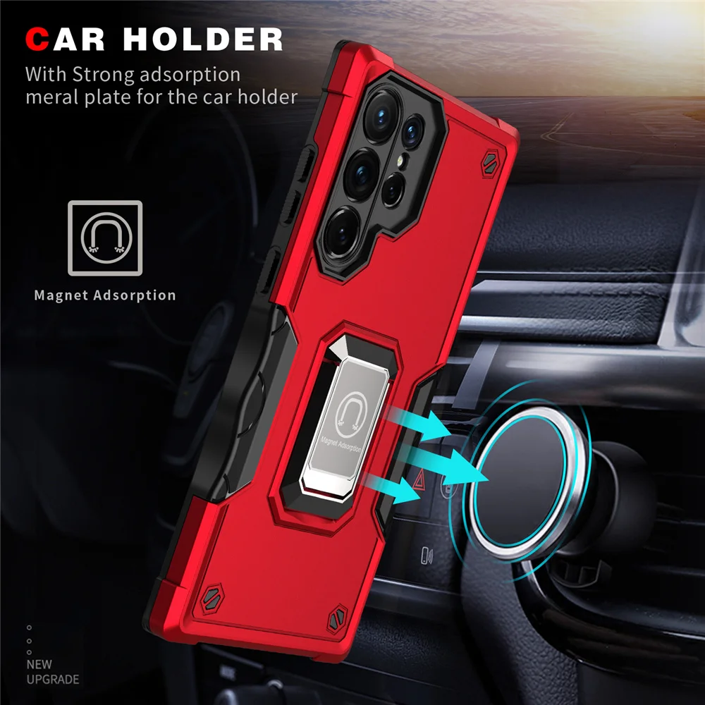 

with Ring Car Holder Cover for Samsung Galaxy S22 Ultar S21 Plus A12 A32 5g Case Camera Protection Shockproof Phone Coque Fundas