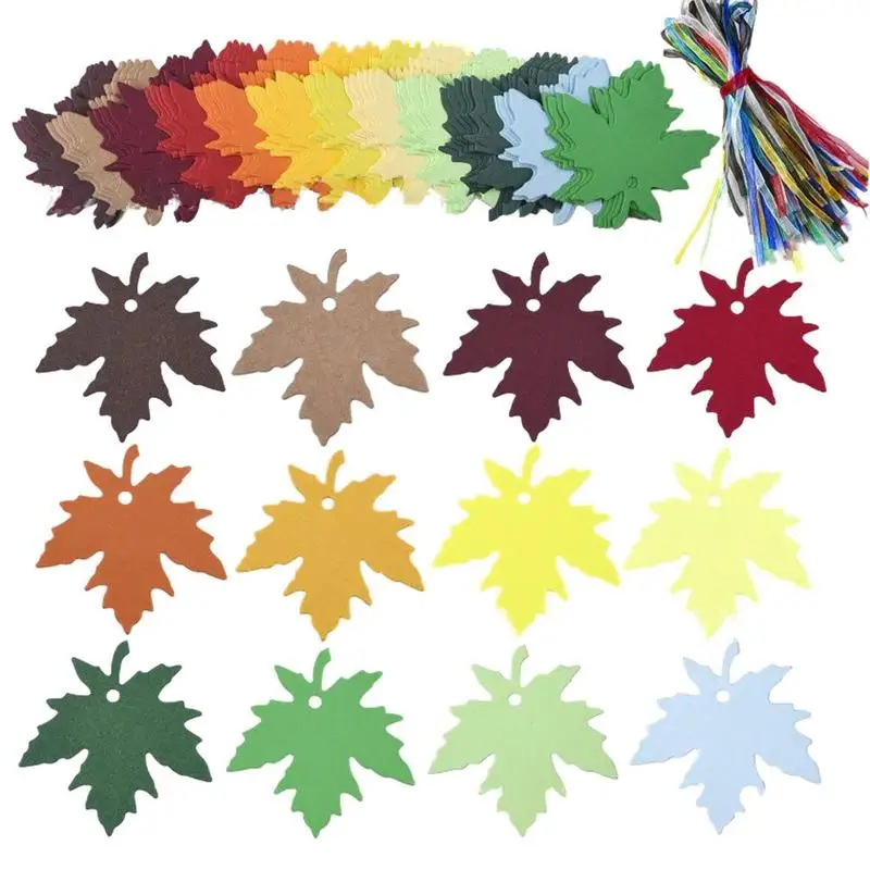 

Leaf Gift Tags Happy Thanksgiving Tags With Hemps Rope Multi-Function Maple Leaves Tags Paper For Thanksgiving Wedding DIY Gift