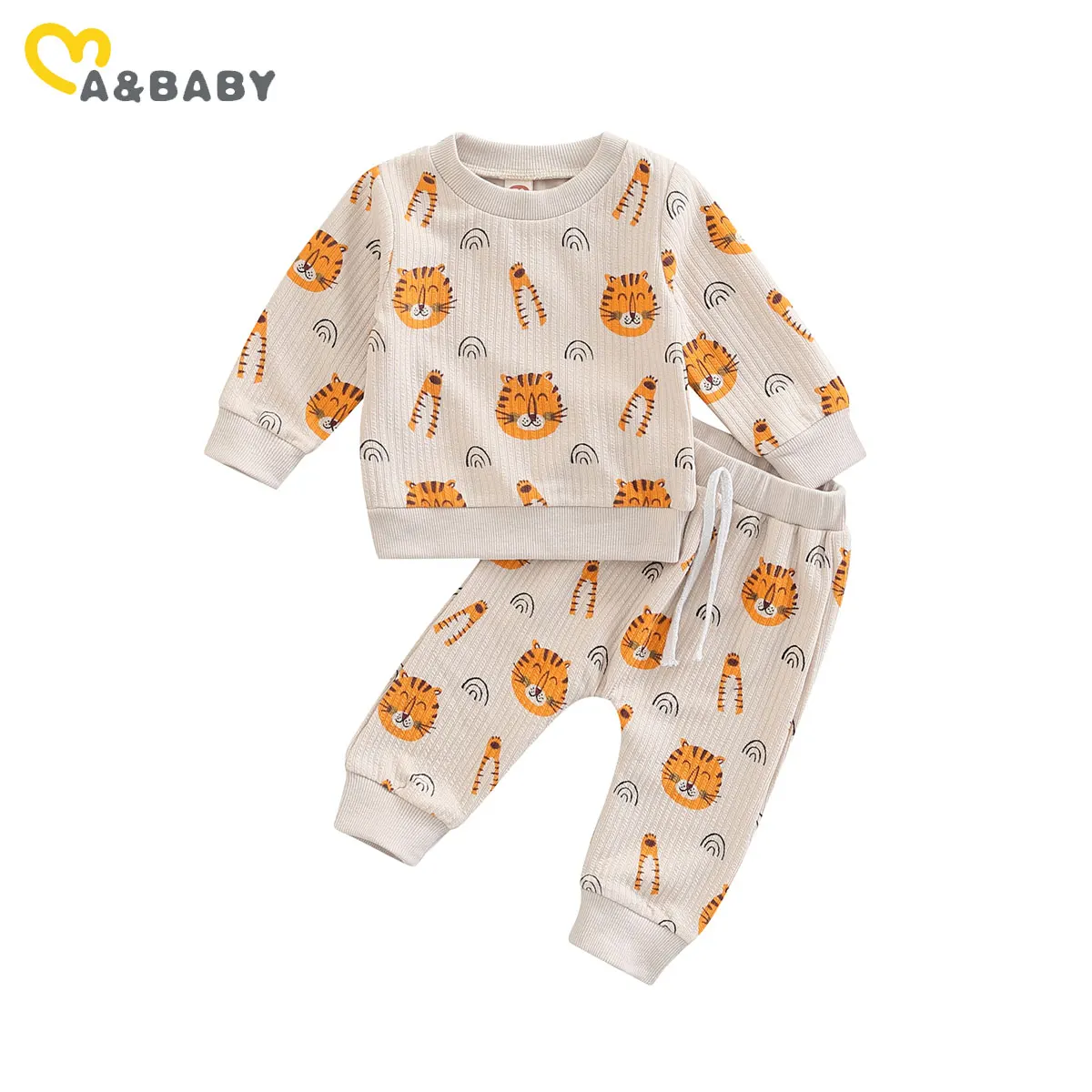 

От 0 до 2 лет для мальчиков/девочек Ma & Baby, осенне-весенний, Топ с длинным рукавом, принт в виде тигра, очаровательный