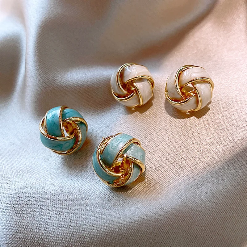 

10pcs/lot 925 silver needle woven ball earrings, Korea Dongdaemun small simple design sense earrings trend earrings for women