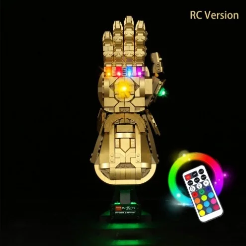 New 589PCS LED Infinity Glove Gauntlet Stone Compatible 76191 Endgame DIY Toys For Kid Christmas Gift |