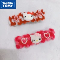 takara tomy hello kitty childrens bangs ponytail plush love star hairpin girl with lolita sweet y2k pink hair accessories