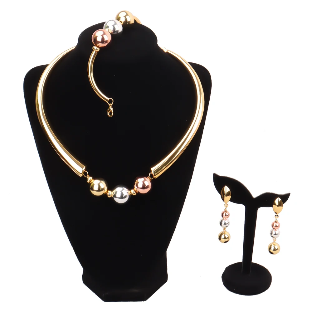 

Good Quality African Dubai Jewelry Sets for Women Gold Plated Earrings Pendant Necklace Fashion Bracelet Wedding Party Gift