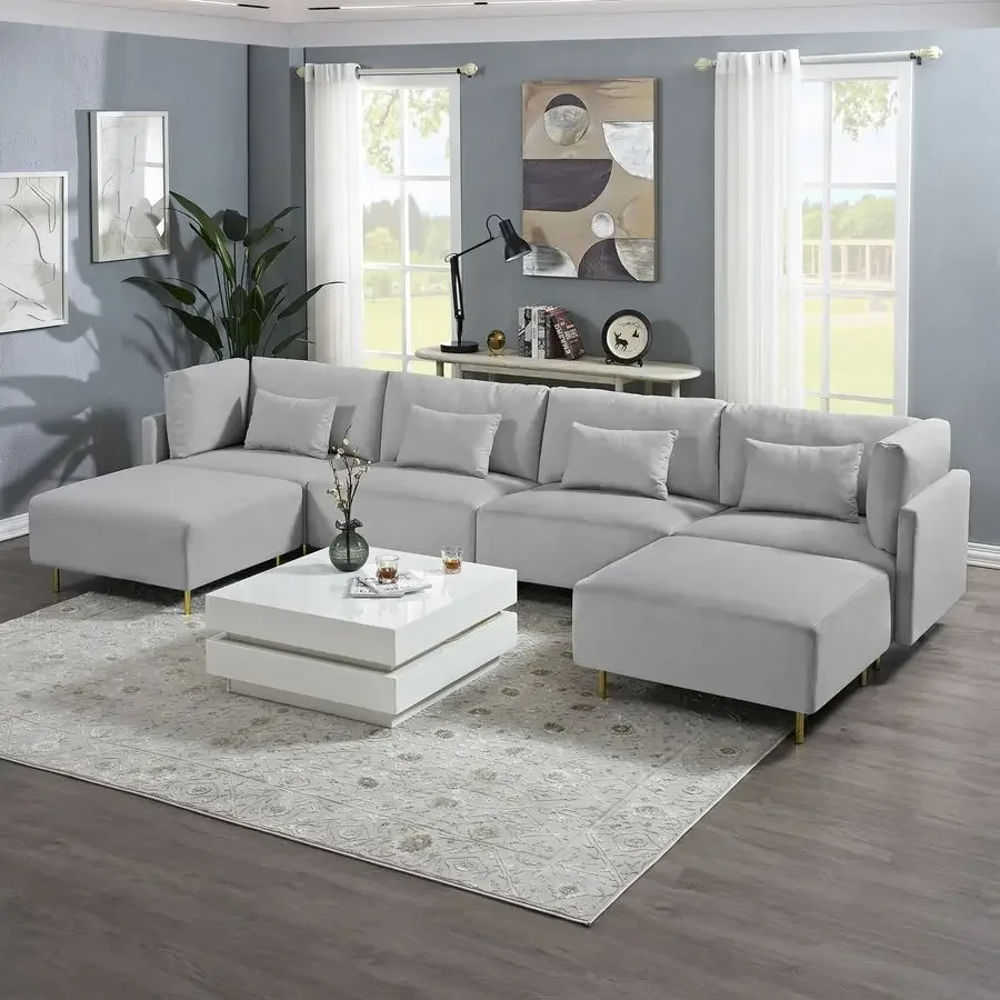 Современный роскошный секционный диван качественная обивка U/L-образный золотая