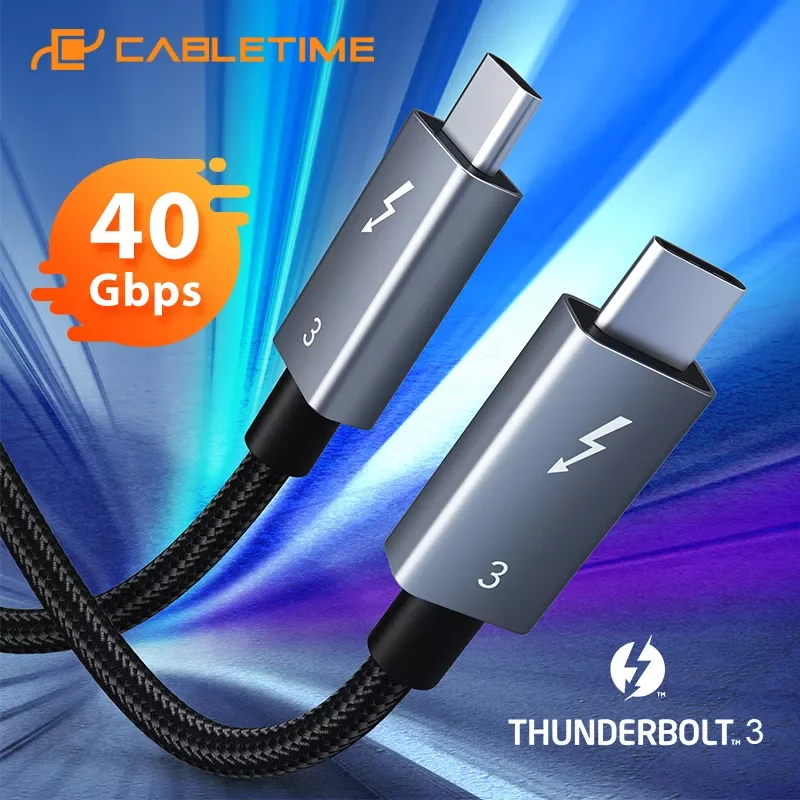 

CABLETIME USB C to USB C Cable PD 100W USB3.1 Thunderbolt 3 Cable 40Gbps for MacBook Pro iPad Pro USB Type C Charger Cable C02