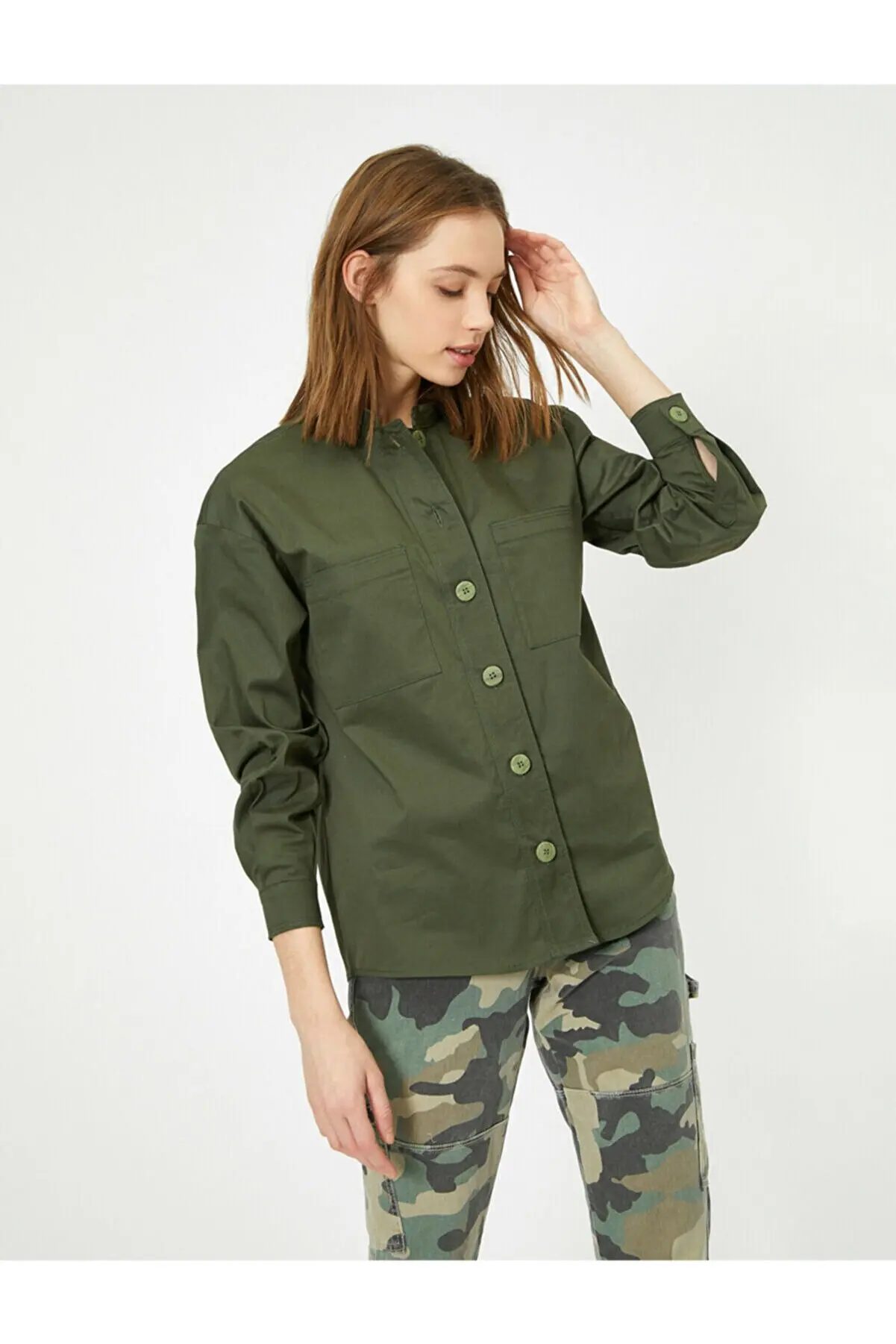 

Women's Pocket Detail Long Sleeve Shirt Summer women's Shirts Fashion women's Blouses women's Blouses 33825718