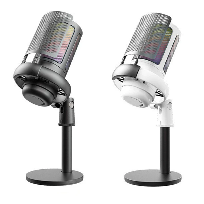 

USB игровой конденсаторный микрофон, микрофон для компьютерной записи, конденсаторный микрофон с подсветкой RGB, игровой микрофон, черный